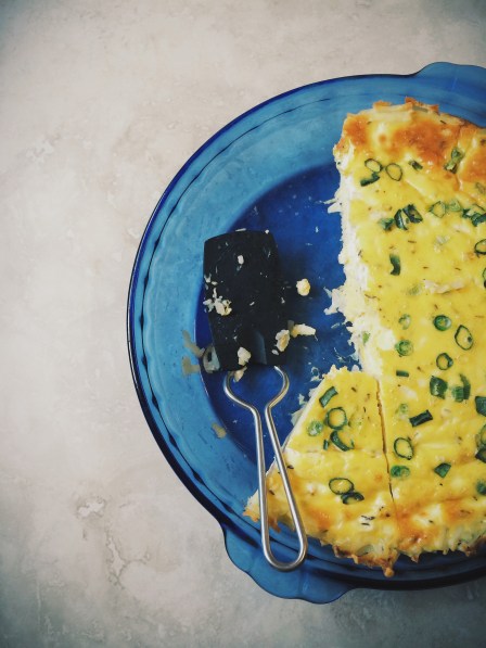 goat cheese & thyme quiche with hashbrown crust
