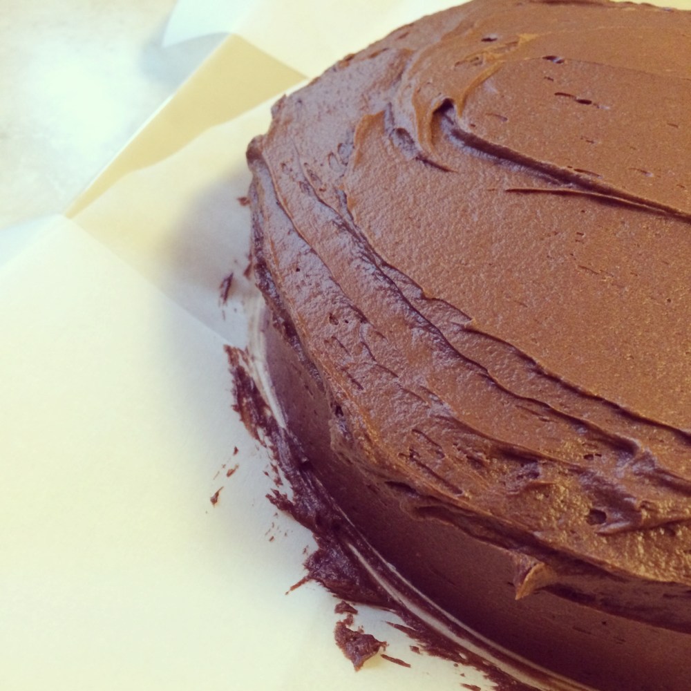 dark chocolate birthday cake with malted chocolate buttercream frosting | via she likes to eat