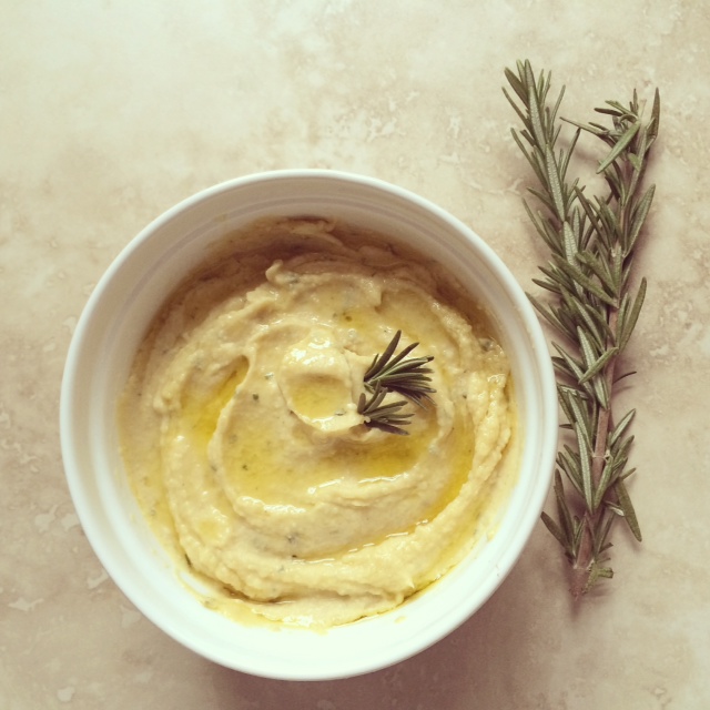rosemary garlic hummus via she likes to eat